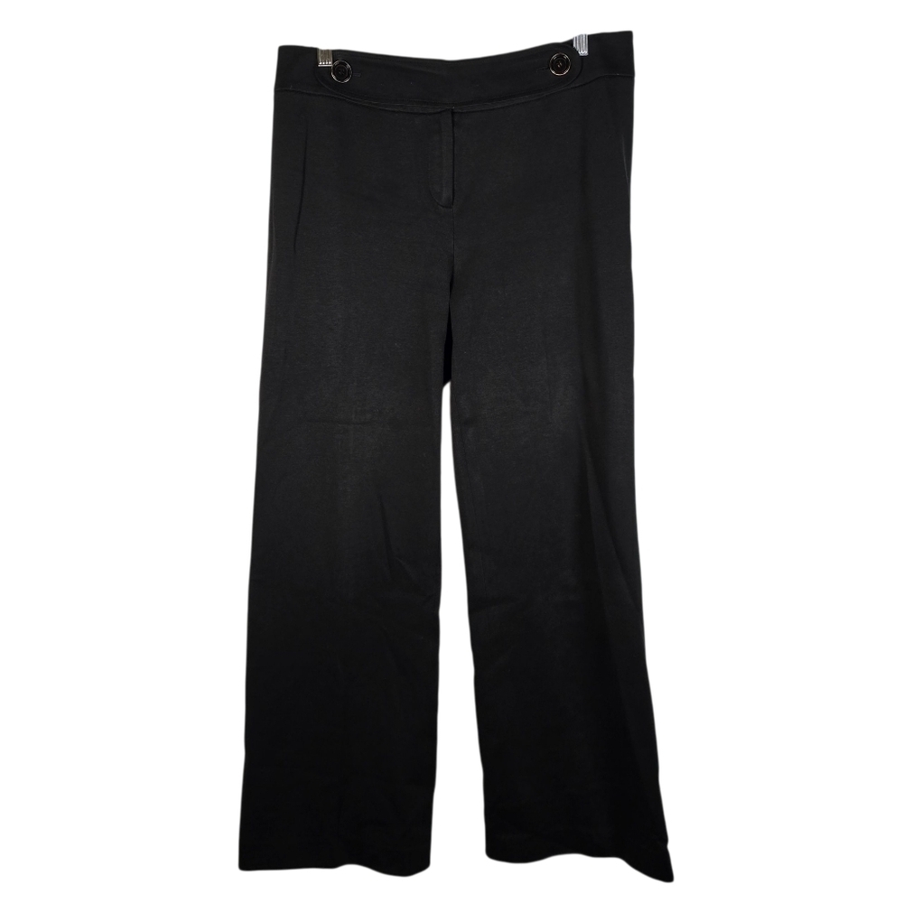Talbots Women's Black Ponte Knit Stretchy Wide Leg Dress Pant Size 8 Trousers - Picture 1 of 11